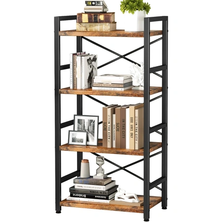 rustic book shelf organization and storage for living room.webp