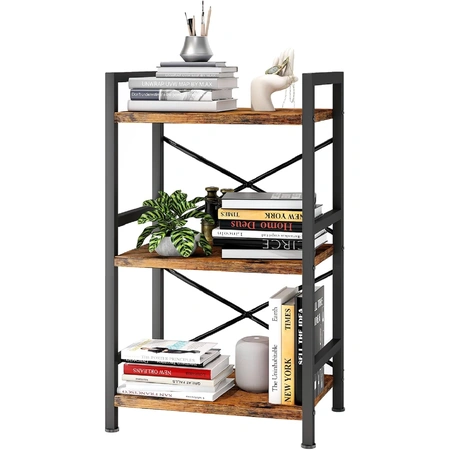 rustic etagere book shelf storage organizer for living room.webp